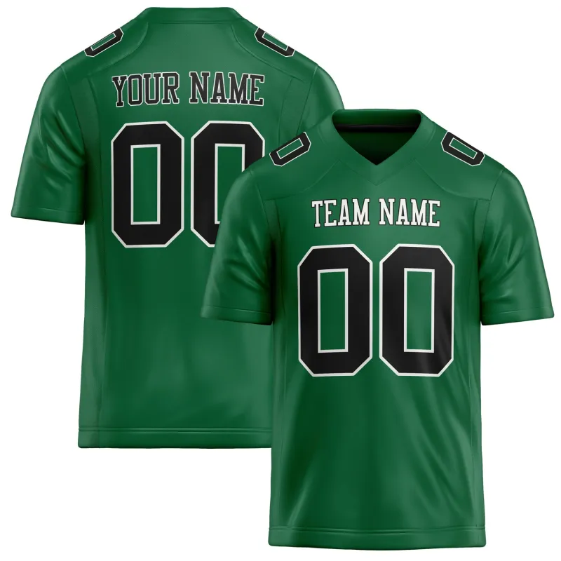 Custom Kelly Green Black Solid Colour Football Jersey sold by Tailorly