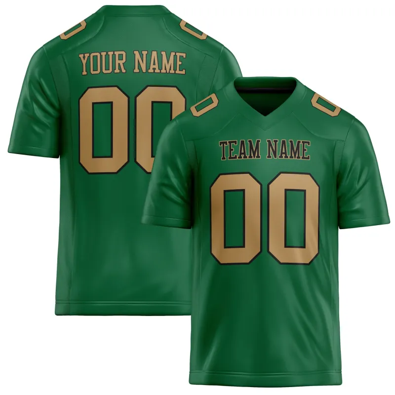 Custom Kelly Green old gold Solid Colour Football Jersey sold by Tailorly