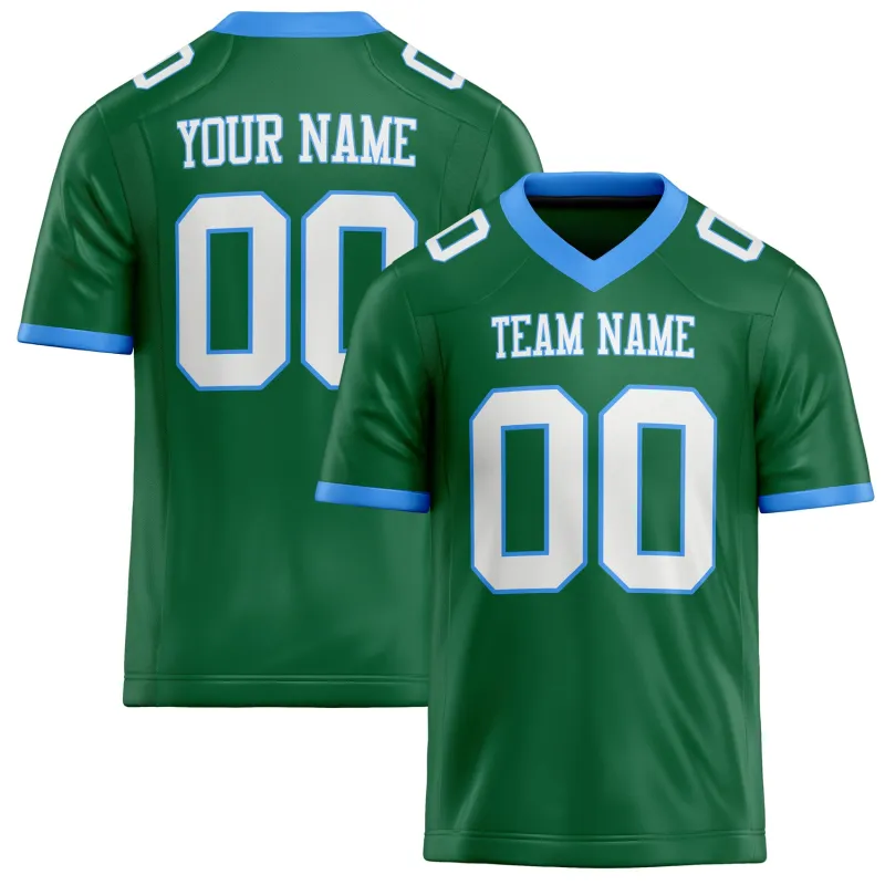 Custom Kelly Green White Solid Colour Football Jersey sold by Tailorly