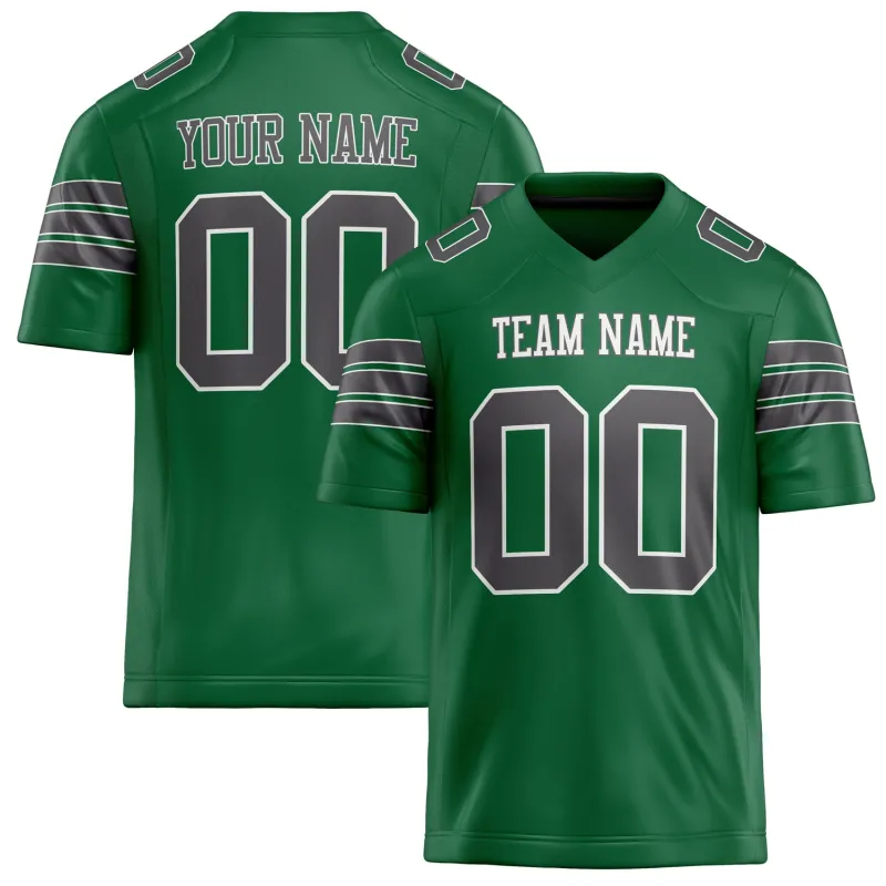 Custom Kelly Green gray Solid Colour Football Jersey sold by Tailorly