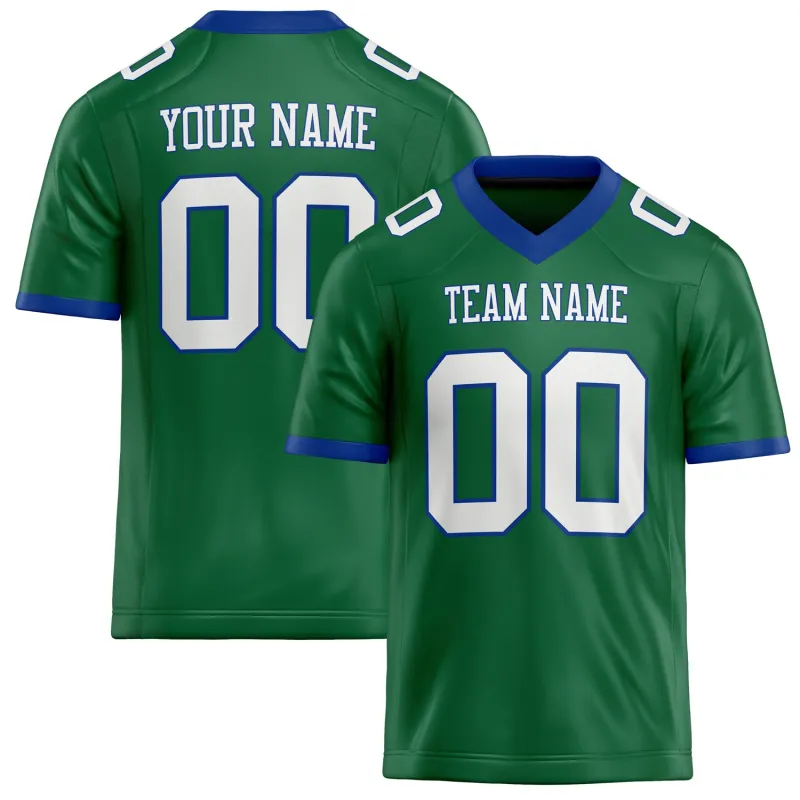 Custom Kelly Green White Solid Colour Football Jersey sold by Tailorly