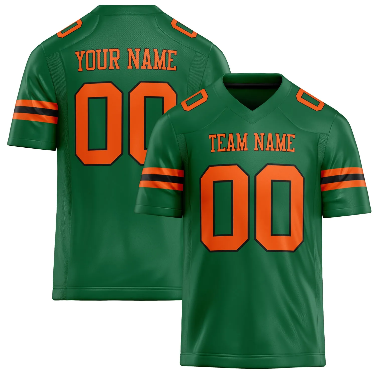 Custom Kelly Green orange Solid Colour Football Jersey sold by Tailorly