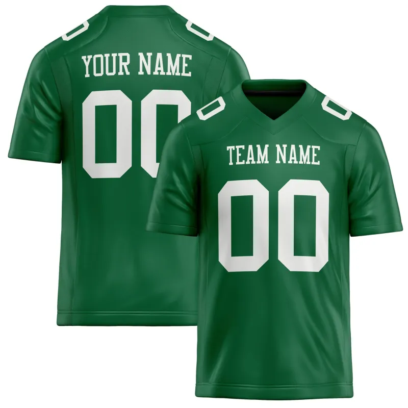 Custom Kelly Green White Solid Colour Football Jersey sold by Tailorly