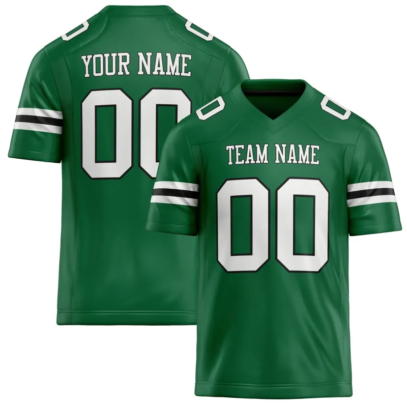 Custom Kelly Green White Solid Colour Football Jersey sold by Tailorly