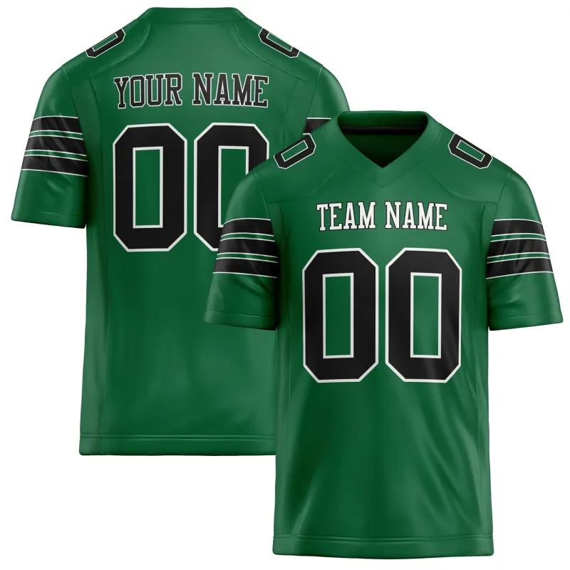 Custom Kelly Green Black Solid Colour Football Jersey sold by Tailorly