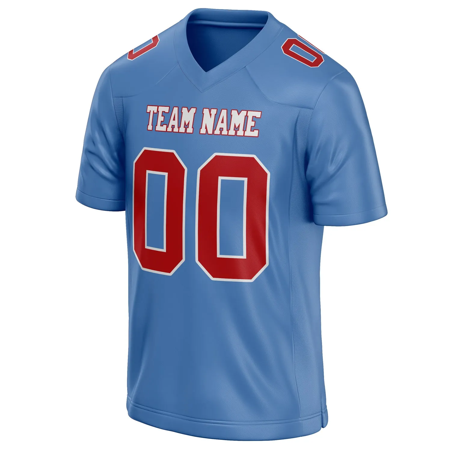 Custom Light Blue red Solid Colour Football Jersey sold by Tailorly product image thumbnail 3