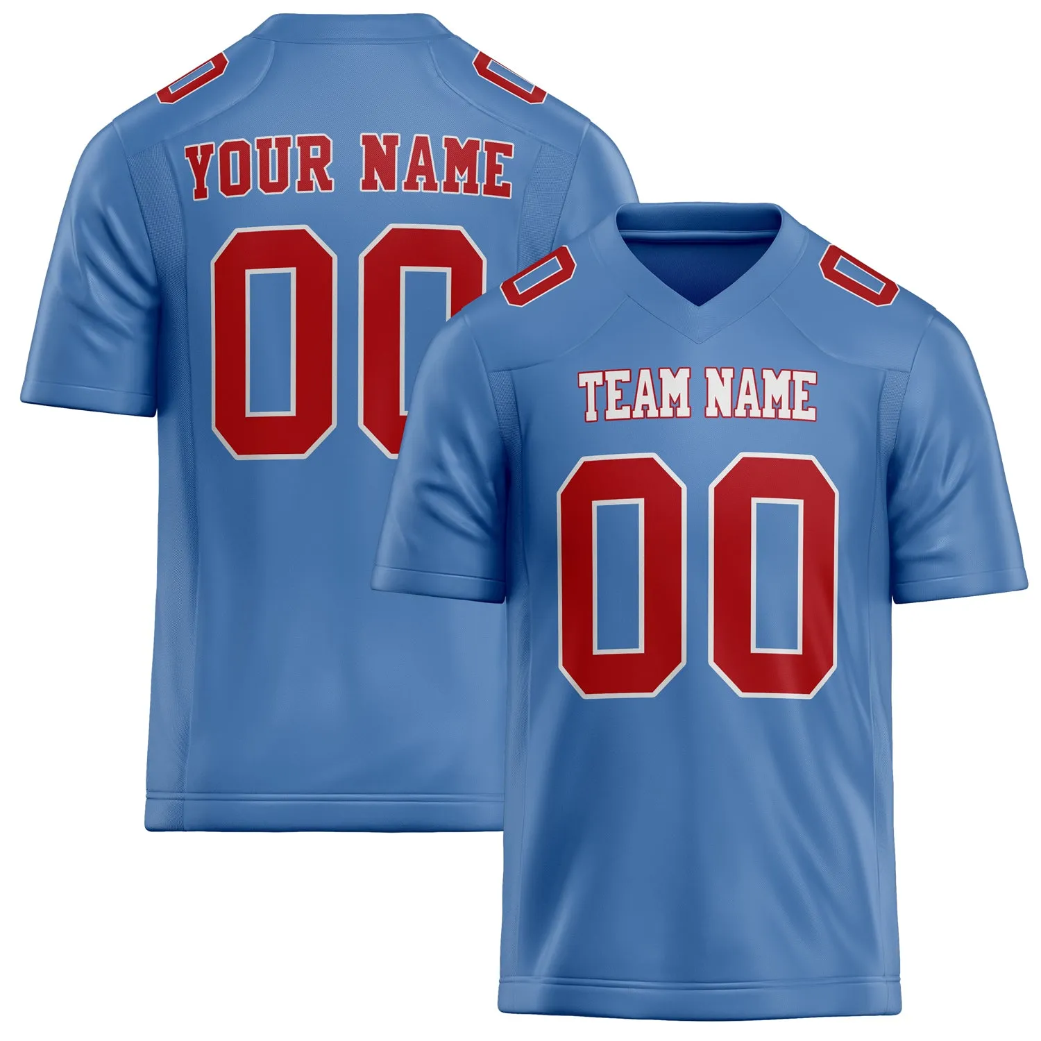Custom Light Blue red Solid Colour Football Jersey sold by Tailorly