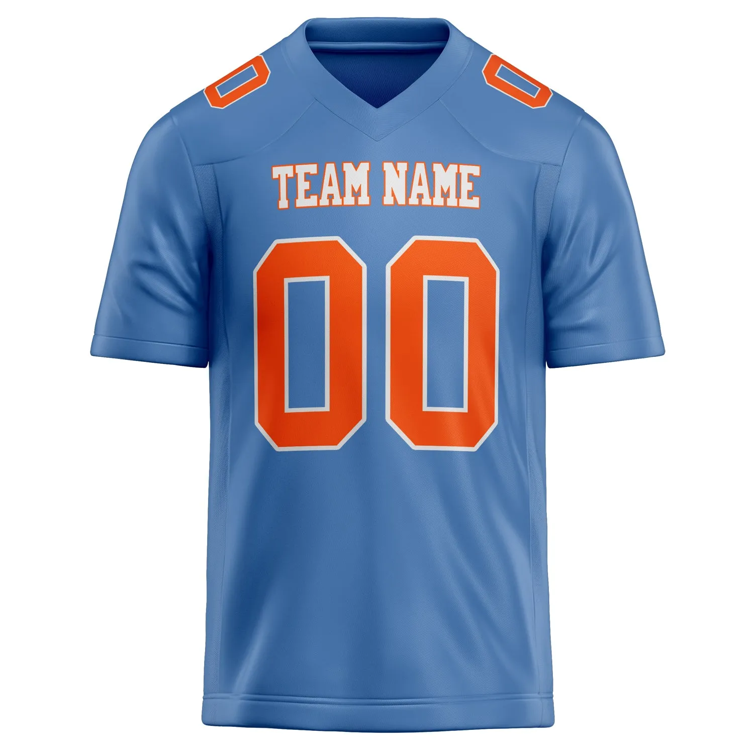 Custom Light Blue orange Solid Colour Football Jersey sold by Tailorly product image thumbnail 2