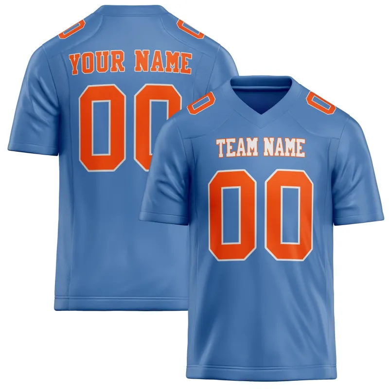 Custom Light Blue orange Solid Colour Football Jersey sold by Tailorly