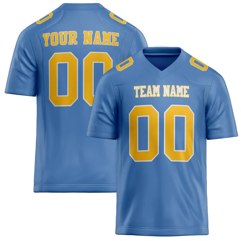 Custom Light Blue gold Solid Colour Football Jersey sold by Tailorly