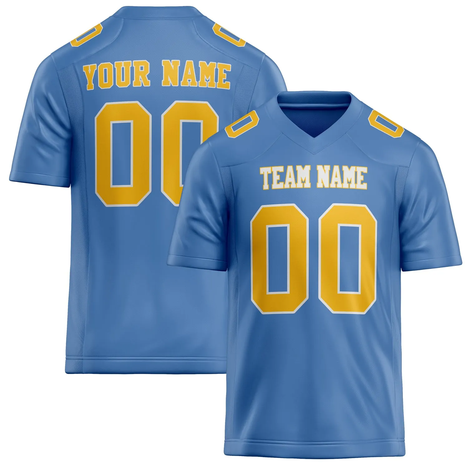 Custom Light Blue gold Solid Colour Football Jersey sold by Tailorly