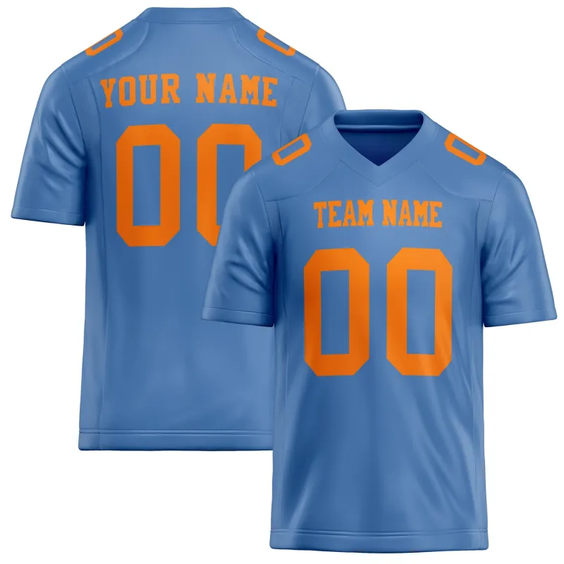 Custom Light Blue orange Solid Colour Football Jersey sold by Tailorly