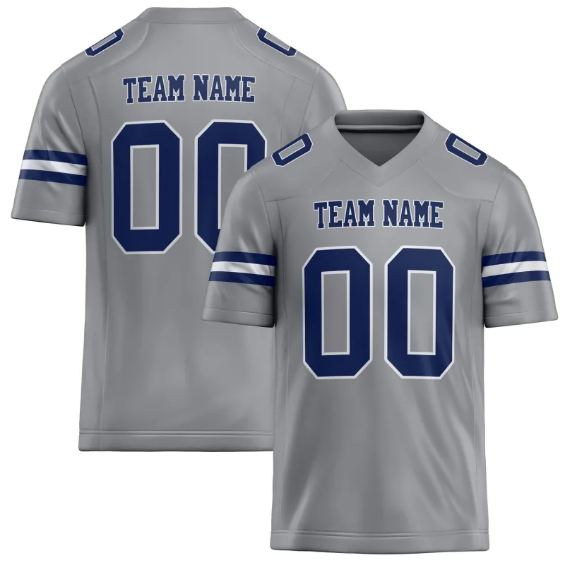 Custom Light Gray navy Solid Colour Football Jersey sold by Tailorly