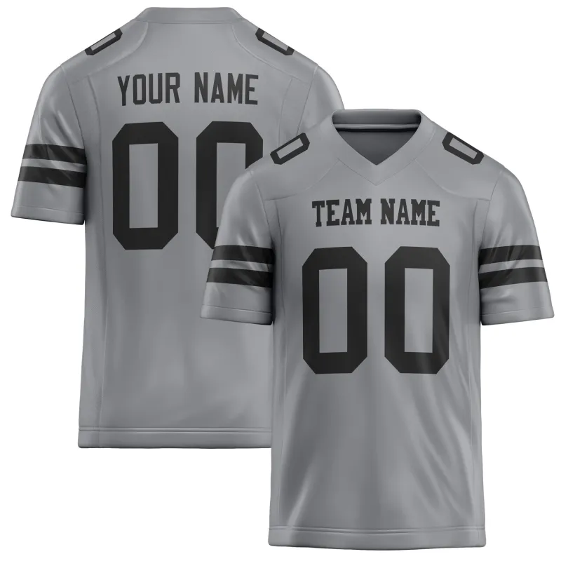 Custom Light Gray Black Solid Colour Football Jersey sold by Tailorly
