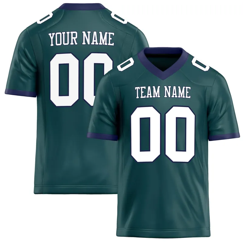 Custom Midnight Green White Solid Colour Football Jersey sold by Tailorly
