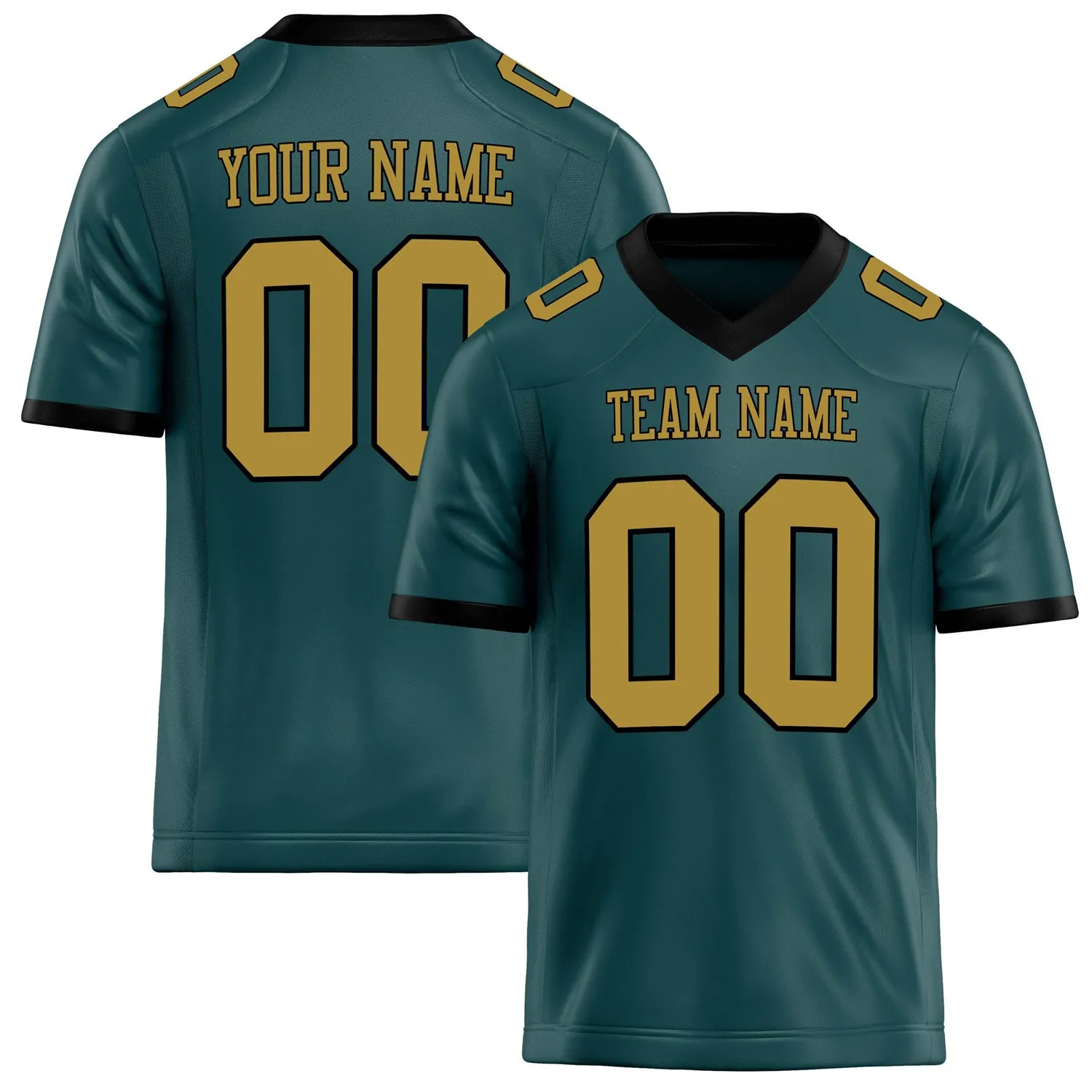 Custom Midnight Green old gold Solid Colour Football Jersey sold by Tailorly