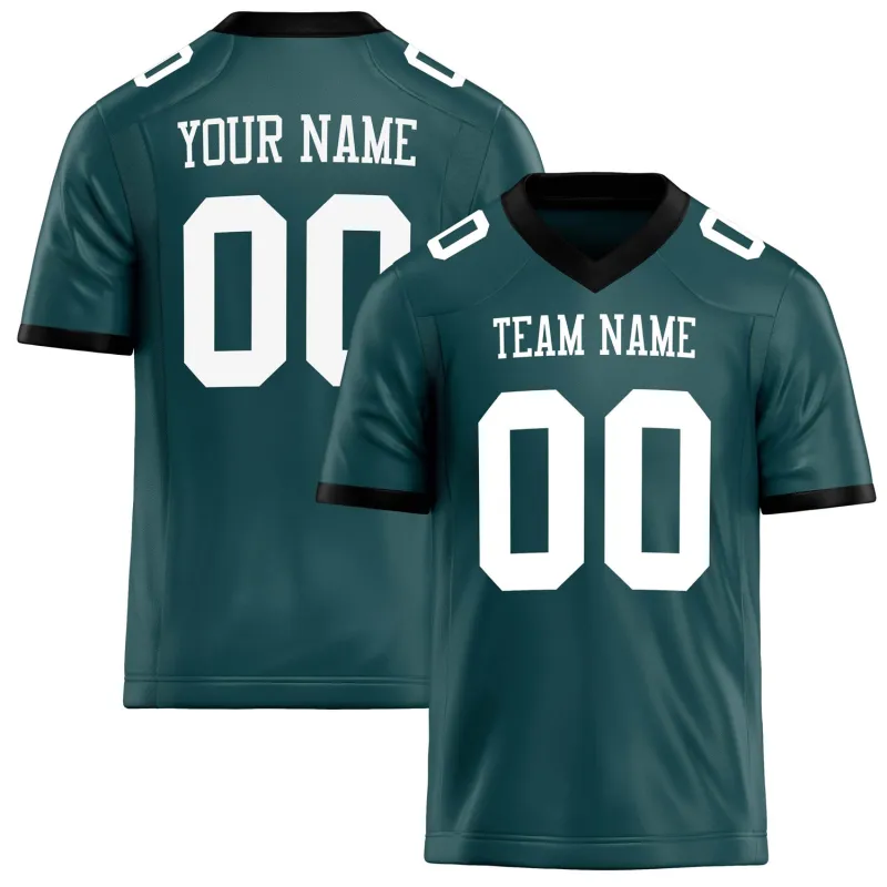 Custom Midnight Green White Solid Colour Football Jersey sold by Tailorly
