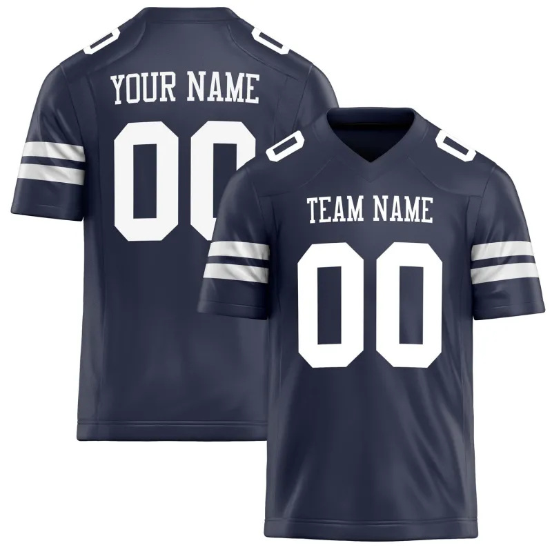 Custom Navy White Solid Colour Football Jersey sold by Tailorly