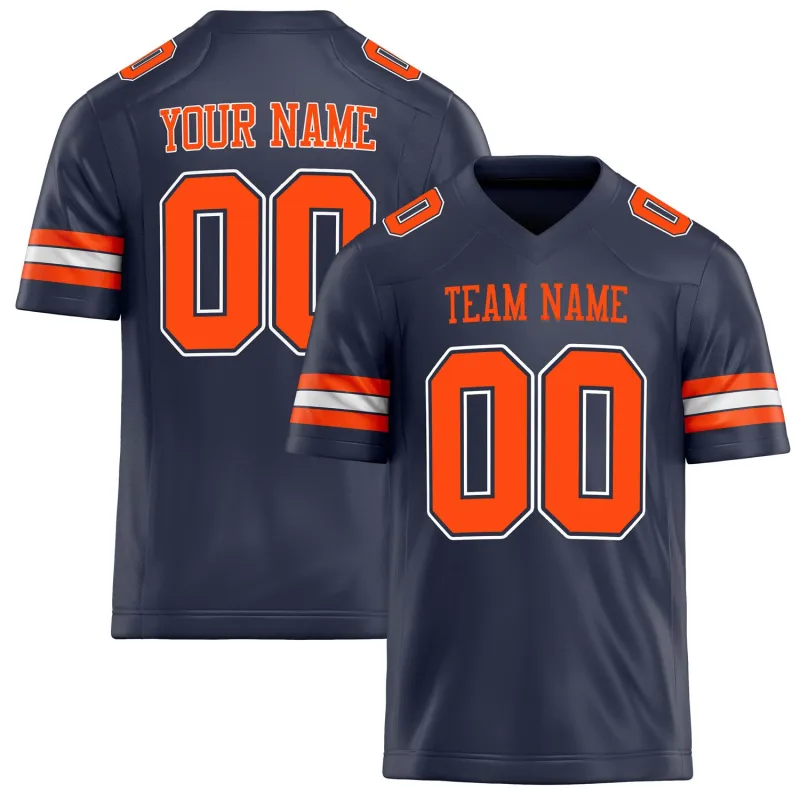 Custom Navy orange Solid Colour Football Jersey sold by Tailorly