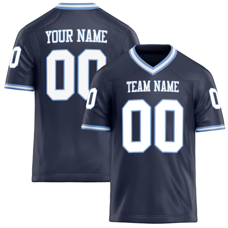 Custom Navy White Solid Colour Football Jersey sold by Tailorly