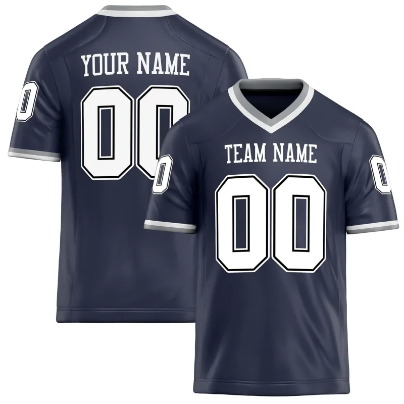 Custom Navy White Solid Colour Football Jersey sold by Tailorly