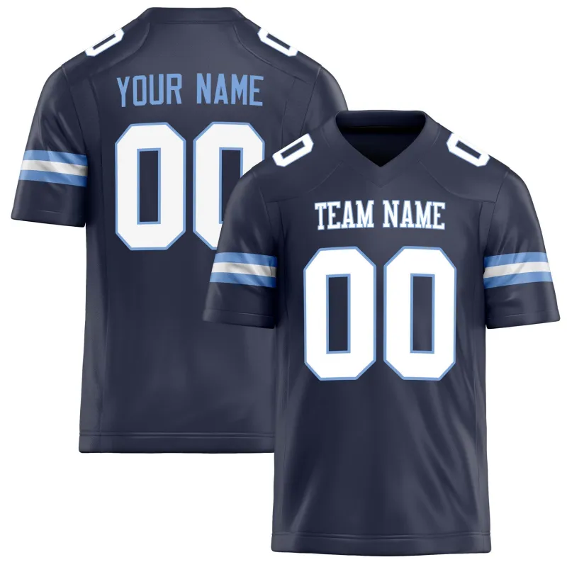 Custom Navy White Solid Colour Football Jersey sold by Tailorly