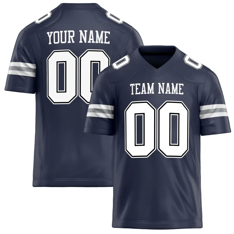 Custom Navy White Solid Colour Football Jersey sold by Tailorly