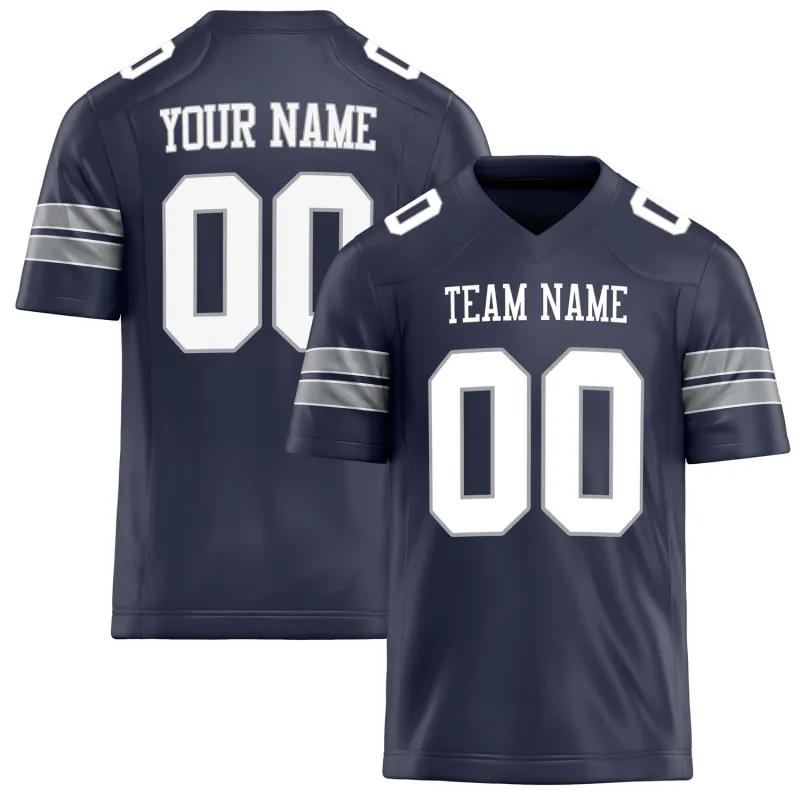 Custom Navy White Solid Colour Football Jersey sold by Tailorly
