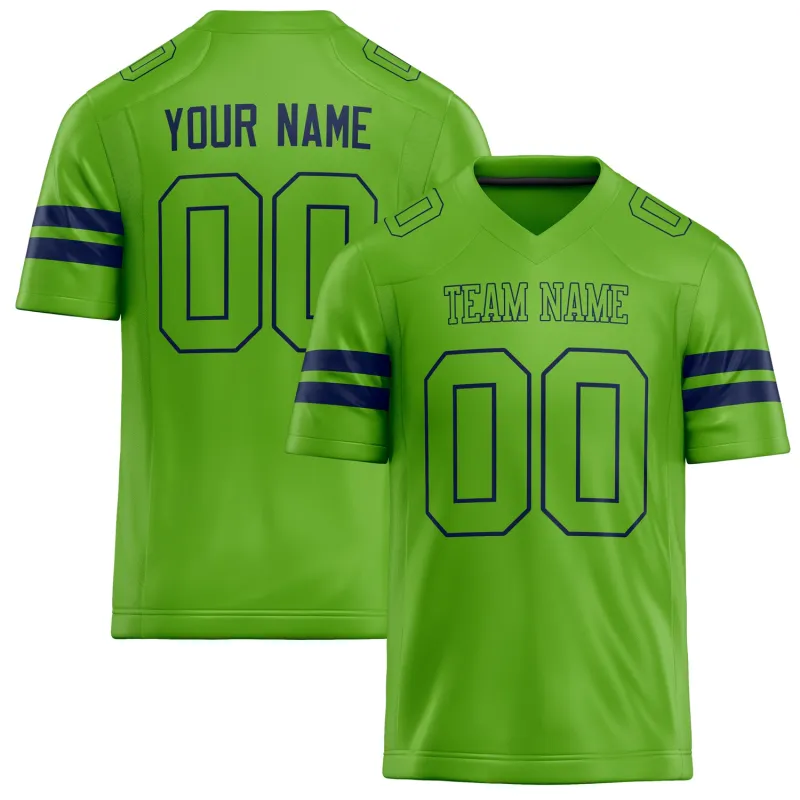 Custom Neon Green navy Solid Colour Football Jersey sold by Tailorly