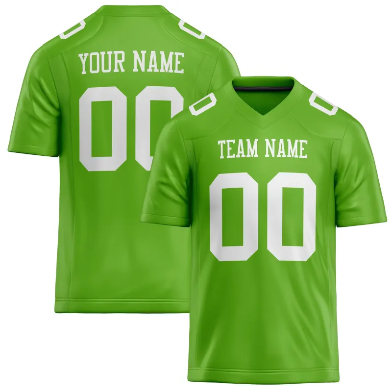 Custom Neon Green White Solid Colour Football Jersey sold by Tailorly