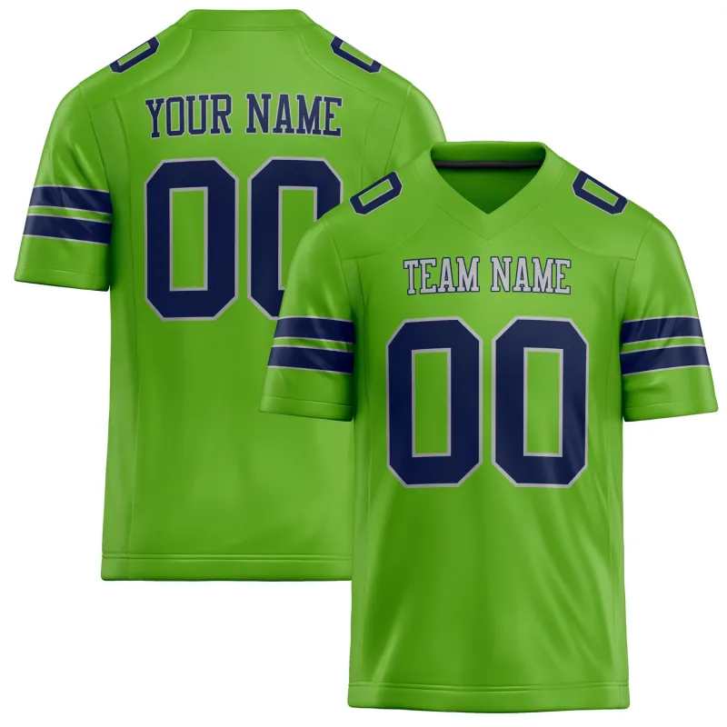 Custom Neon Green navy Solid Colour Football Jersey sold by Tailorly