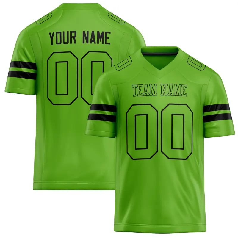 Custom Neon Green Black Solid Colour Football Jersey sold by Tailorly