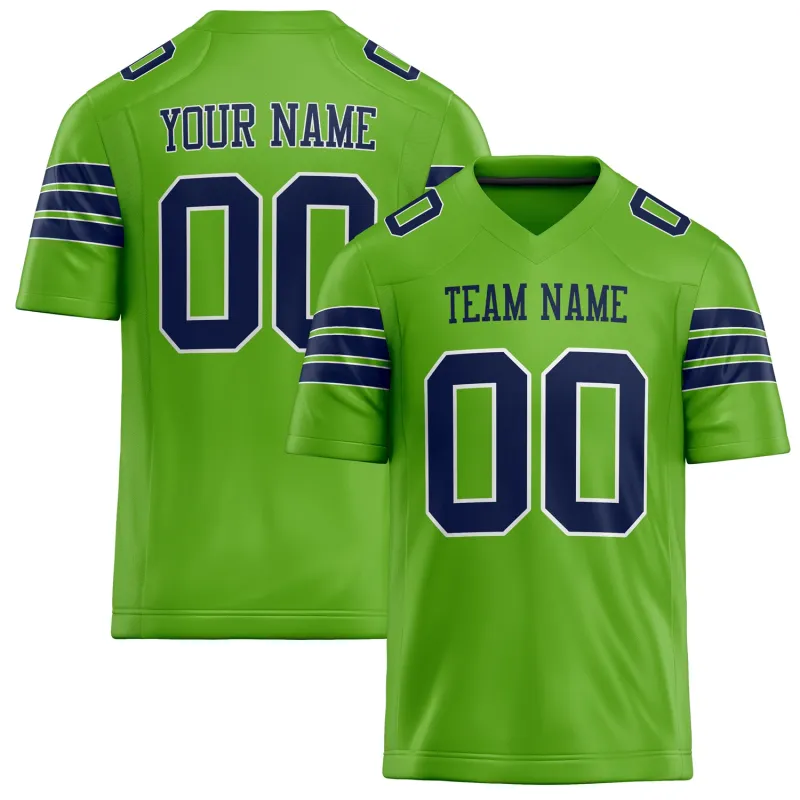 Custom Neon Green navy Solid Colour Football Jersey sold by Tailorly