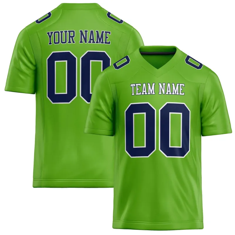 Custom Neon Green navy Solid Colour Football Jersey sold by Tailorly