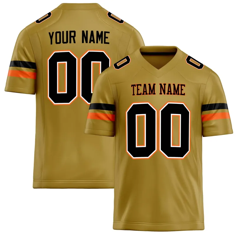 Custom Old Gold Black Solid Colour Football Jersey sold by Tailorly
