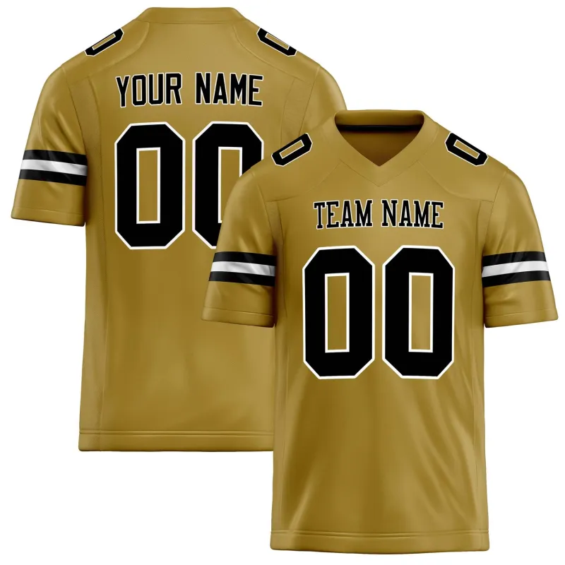 Custom Old Gold Black Solid Colour Football Jersey sold by Tailorly