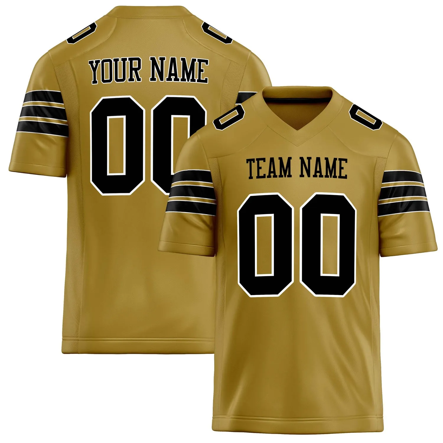 Custom Old Gold Black Solid Colour Football Jersey sold by Tailorly
