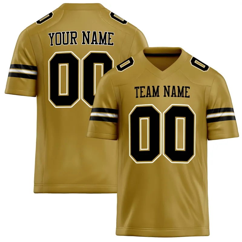 Custom Old Gold Black Solid Colour Football Jersey sold by Tailorly