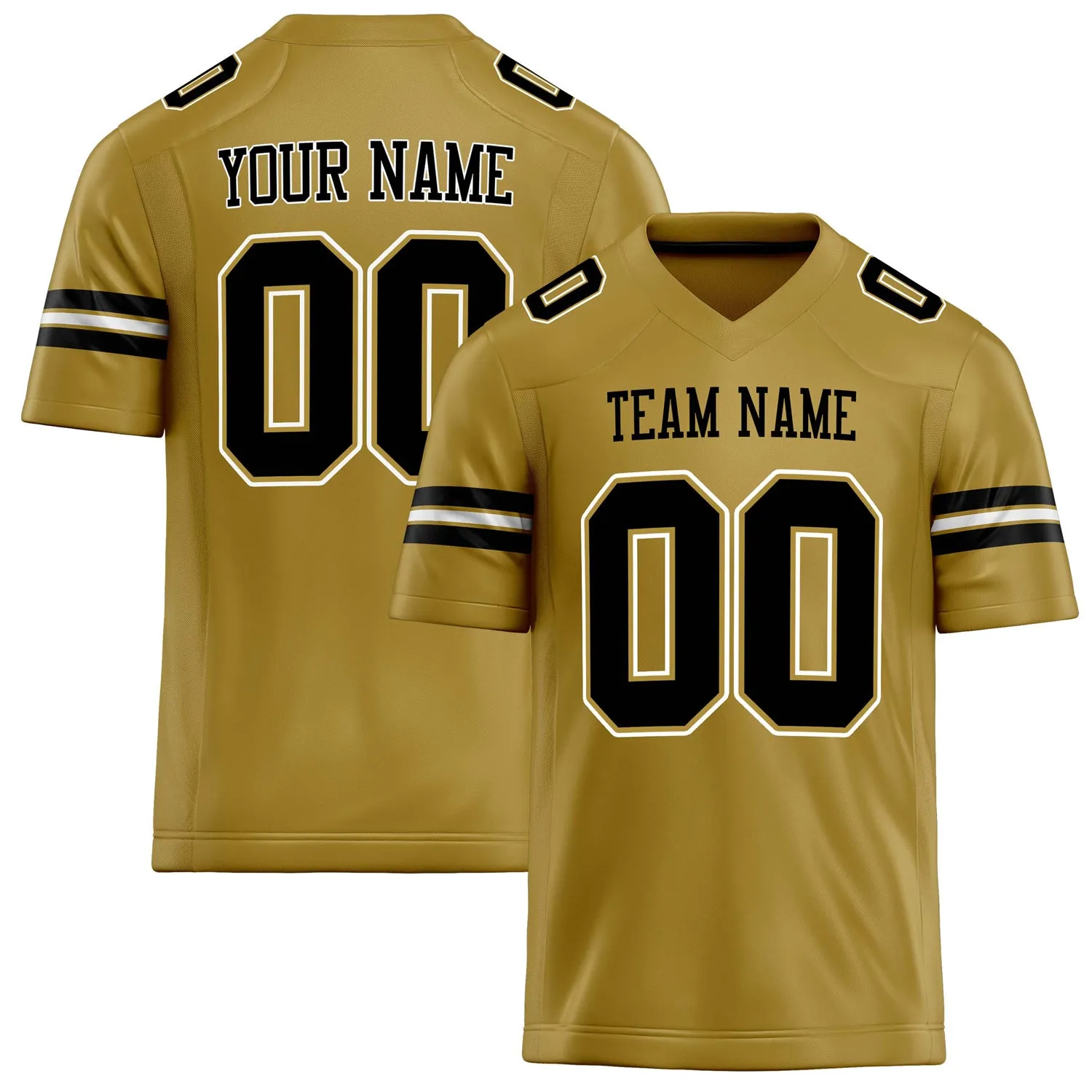 Custom Old Gold Black Solid Colour Football Jersey sold by Tailorly