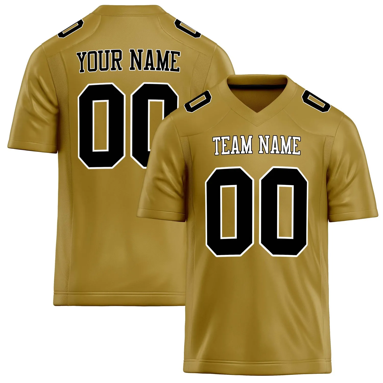 Custom Old Gold Black Solid Colour Football Jersey sold by Tailorly