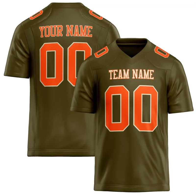Custom Olive orange Solid Colour Football Jersey sold by Tailorly