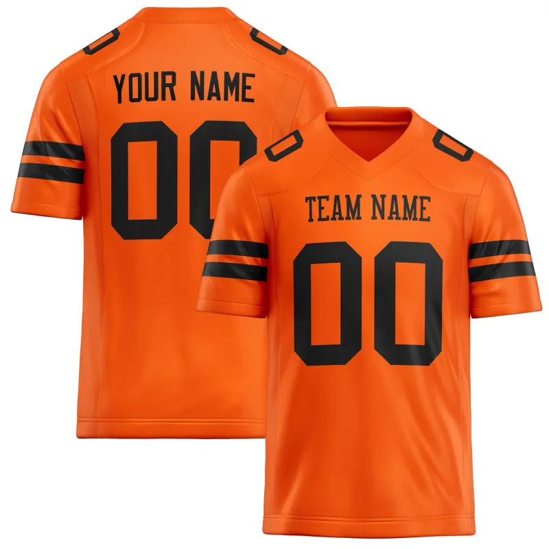 Custom Orange Black Solid Colour Football Jersey sold by Tailorly