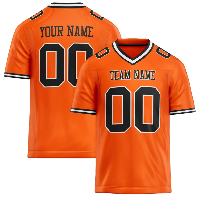 Custom Orange Black Solid Colour Football Jersey made by Tailorly