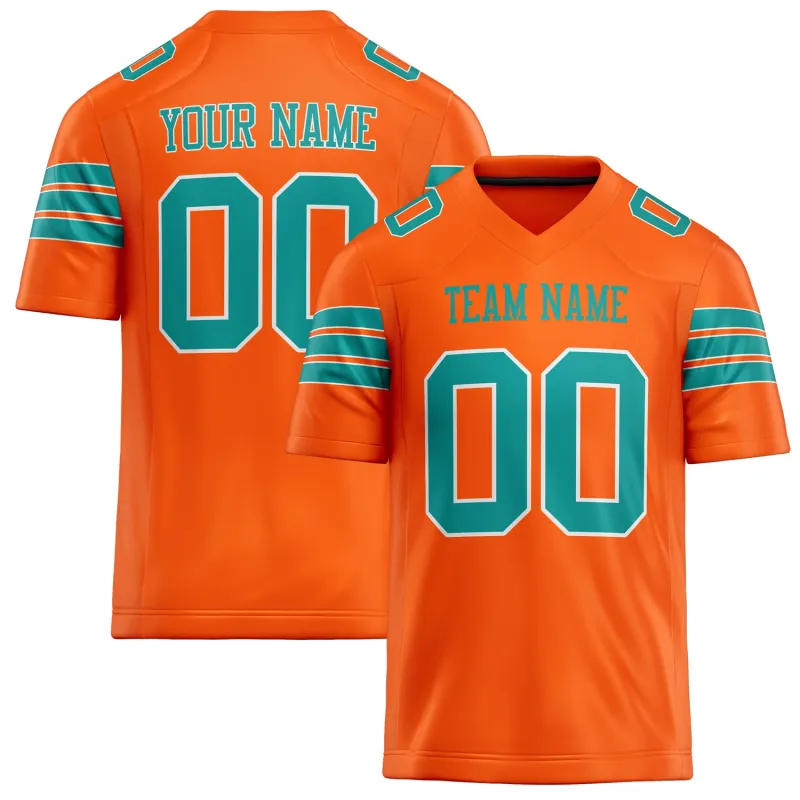 Custom Orange teal Solid Colour Football Jersey sold by Tailorly