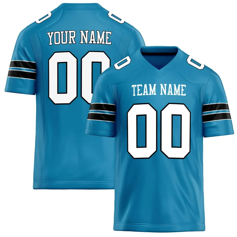 Custom Panther Blue White Solid Colour Football Jersey sold by Tailorly