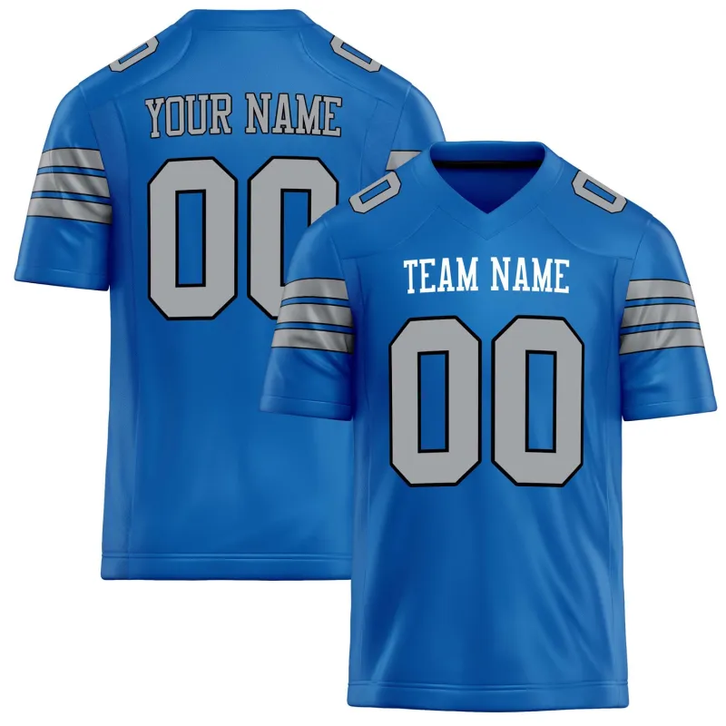 Custom Panther Blue gray Solid Colour Football Jersey sold by Tailorly