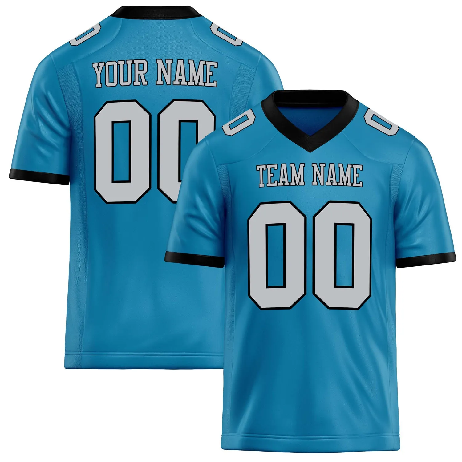 Custom Panther Blue gray Solid Colour Football Jersey sold by Tailorly