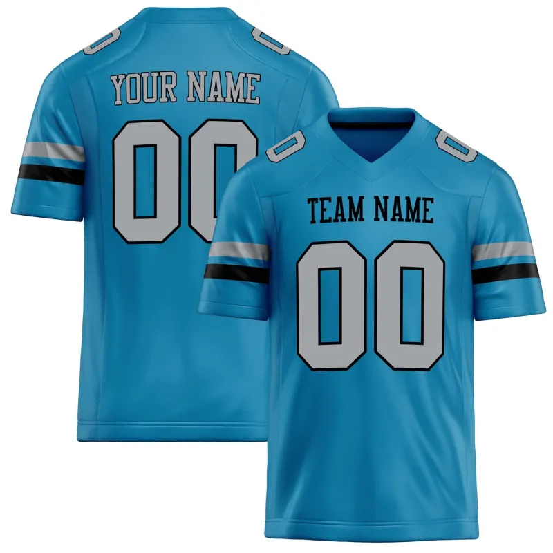 Custom Panther Blue gray Solid Colour Football Jersey sold by Tailorly
