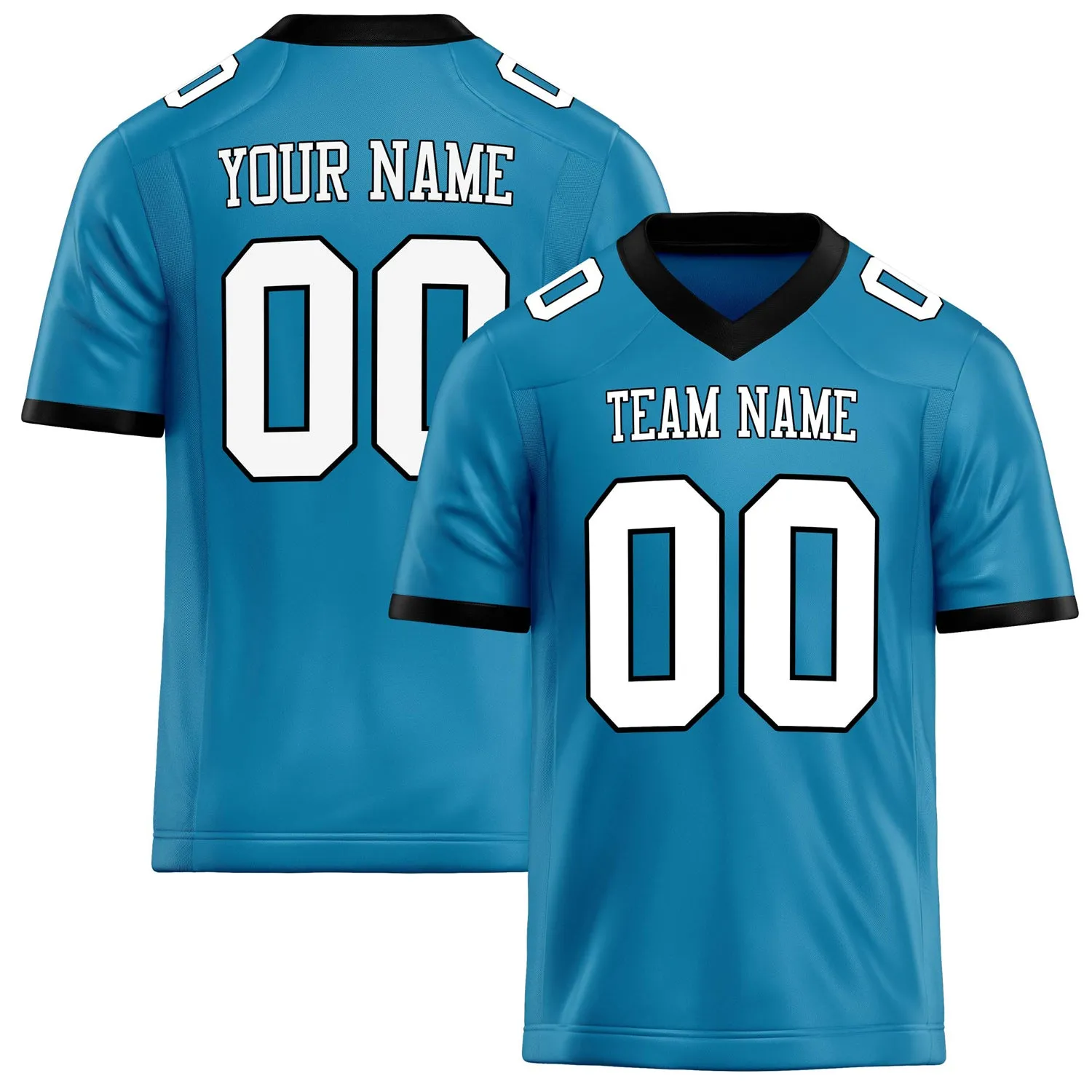Custom Panther Blue White Solid Colour Football Jersey sold by Tailorly