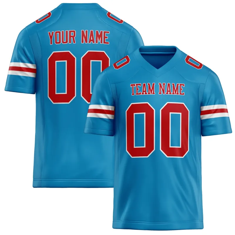 Custom Panther Blue red Solid Colour Football Jersey sold by Tailorly